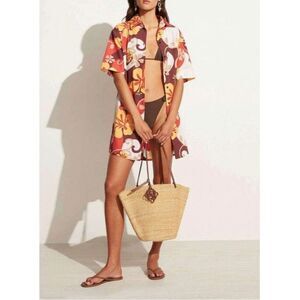 $179 Faithfull The Brand Tropicana Mini Shirt Dress~Resortwear~Retro~Summer~2~XS